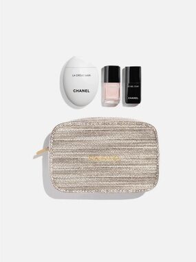 Chanel Purse / Cosmetic Pouch with Gold Logo - Stay Polished Gift Set - NEW!